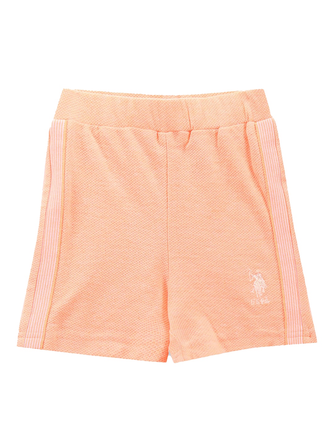 

U.S. Polo Assn. Kids Girls Mid-Rise Pure Cotton Shorts, Orange