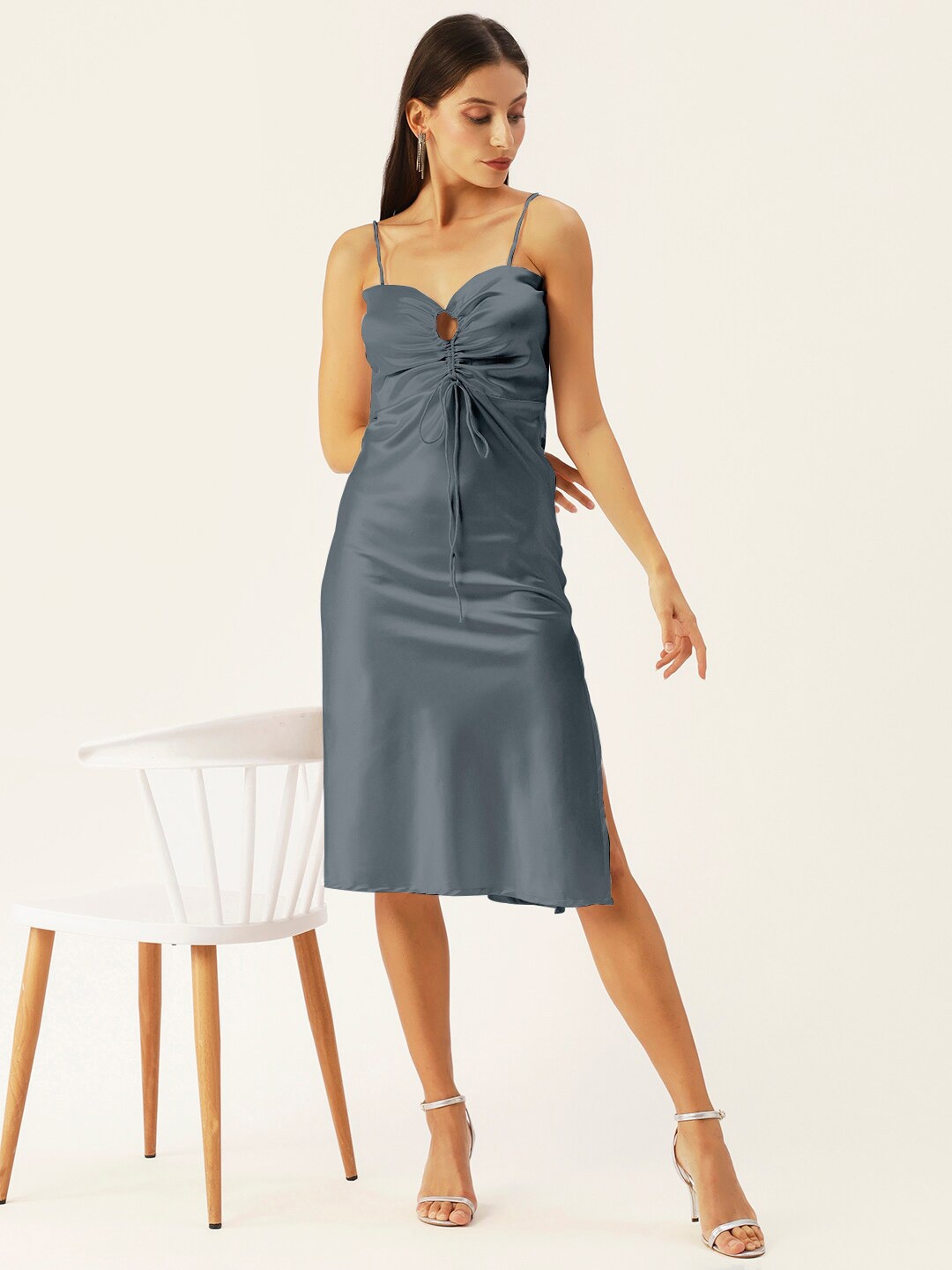 

DressBerry Satin Sheath Dress, Grey