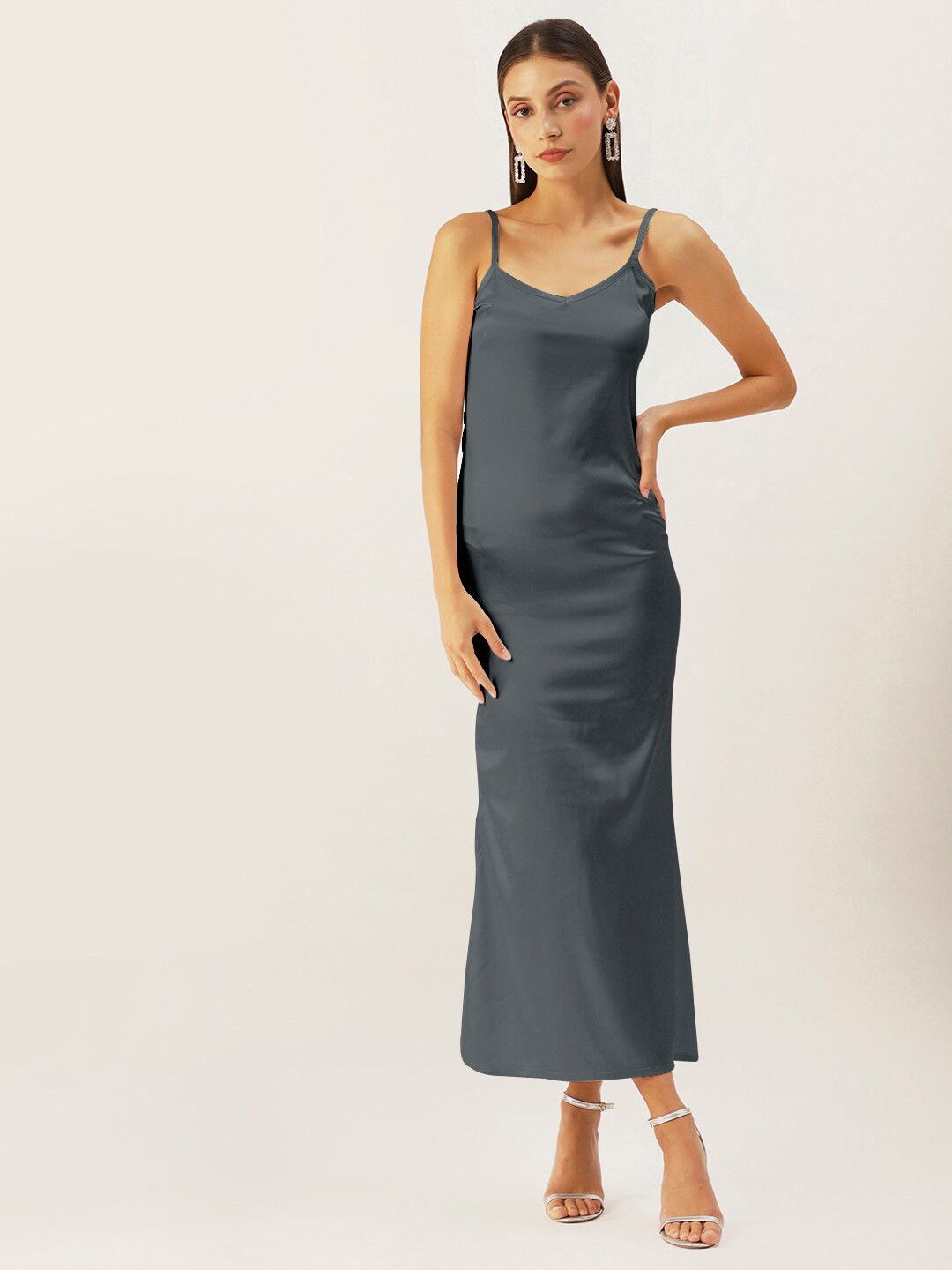 

DressBerry Satin Maxi Dress, Grey