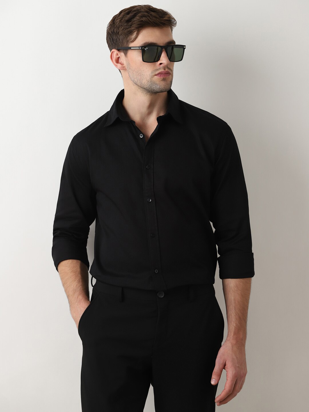 

SELECTED Slim Fit Opaque Cotton Formal Shirt, Black