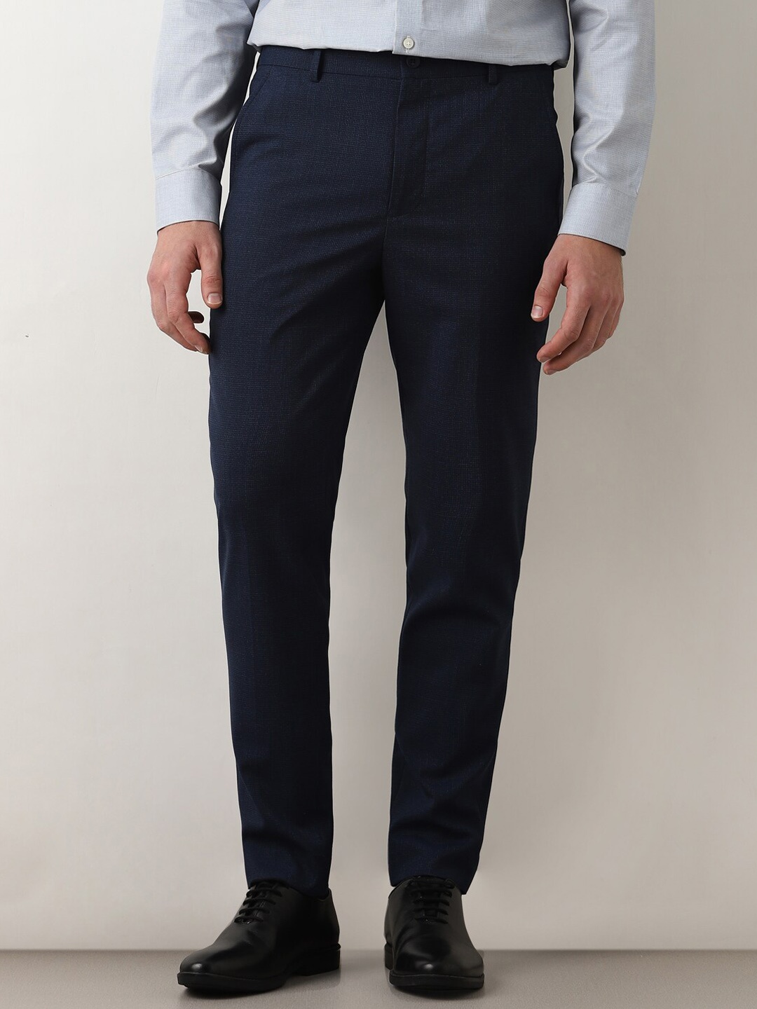 

SELECTED Men Slim Fit Mid-Rise Formal Trousers, Navy blue