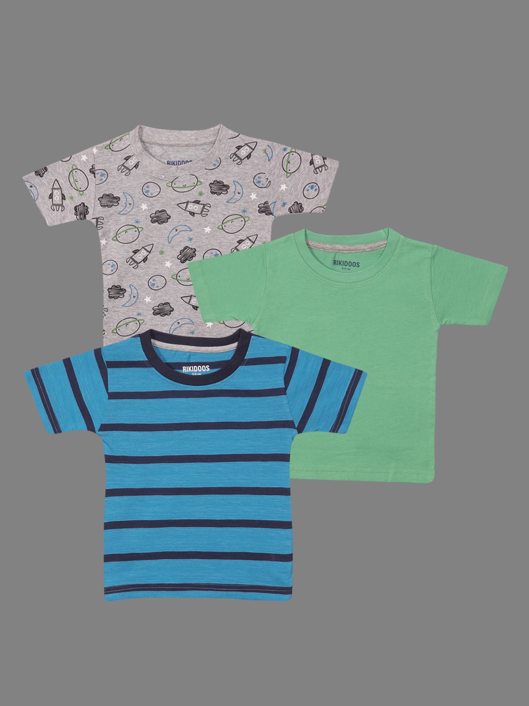 

BAESD Boys Pack Of 3 Printed Half Sleeves Cotton T-shirts, Green