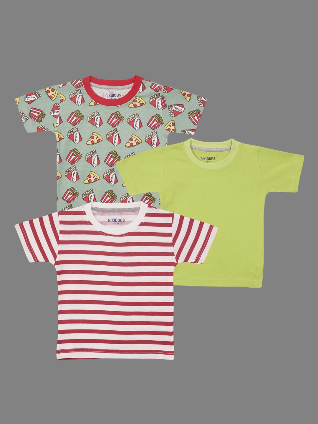 

BAESD Boys Pack Of 3 Striped Half Sleeves Cotton T-shirts, Green