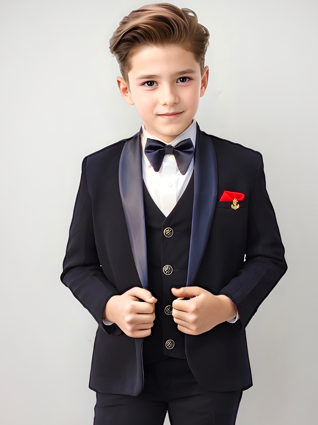 

BAESD Boys Shawl Collar Single Breasted Suits, Navy blue