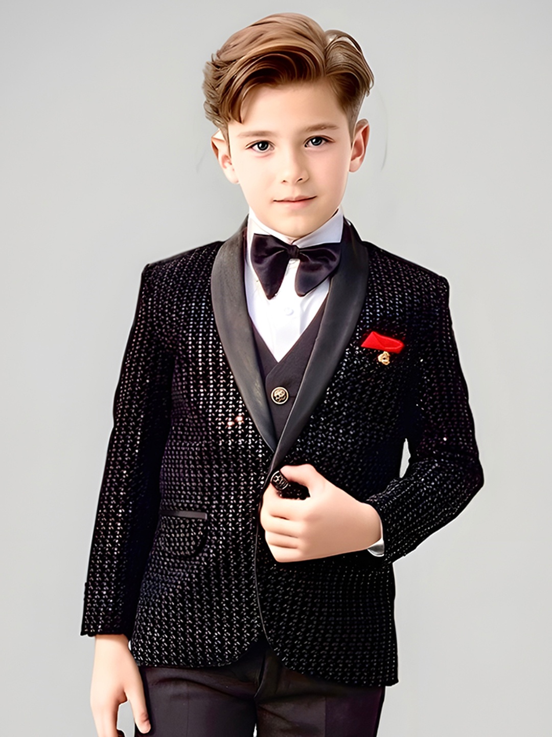 

BAESD Boys Embroidered 5-Piece Party Suits, Black