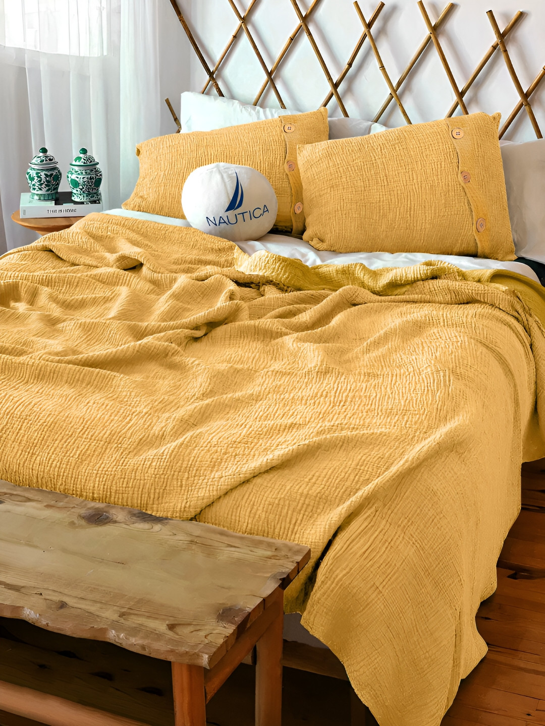 

Nautica Beige 350 TC Queen Bedsheet with 2 Pillow Covers
