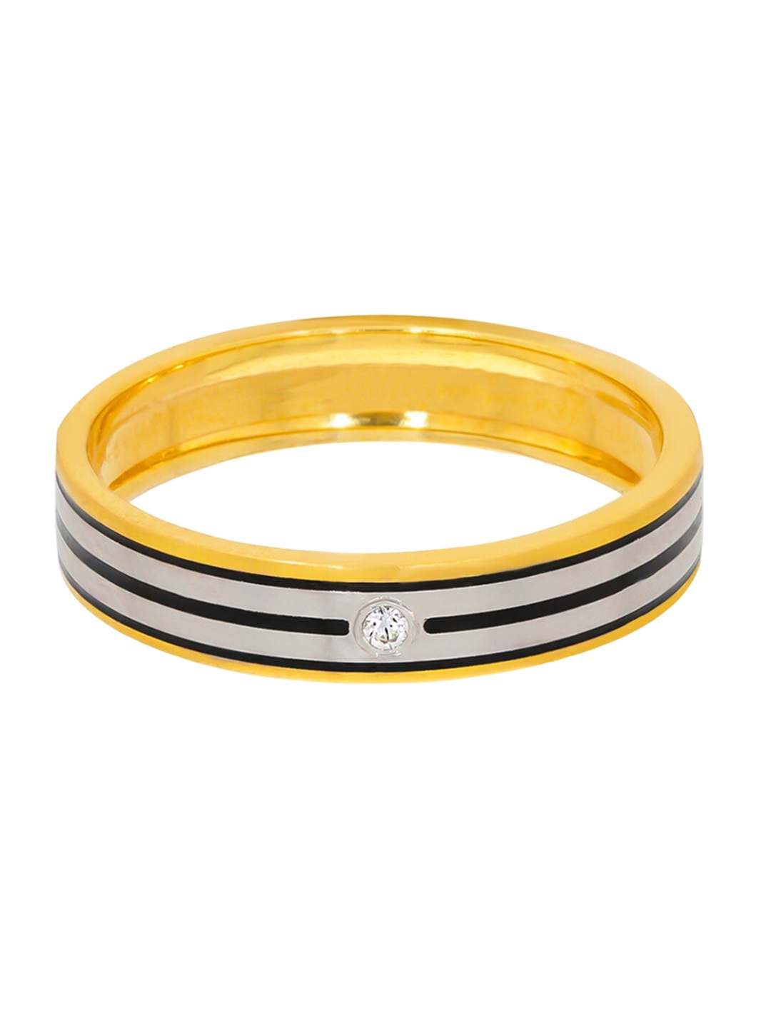 

BHIMA 22K Hallmark 916 Purity Yellow Gold Rhodium With Blackline Ring