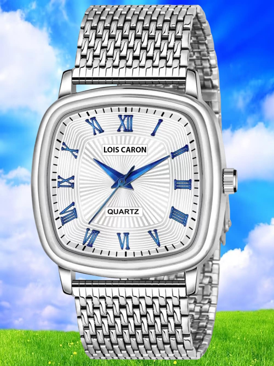 

LOIS CARON Men Patterned Stainless Steel Bracelet Style Straps Analogue Watch LCS-4271, White