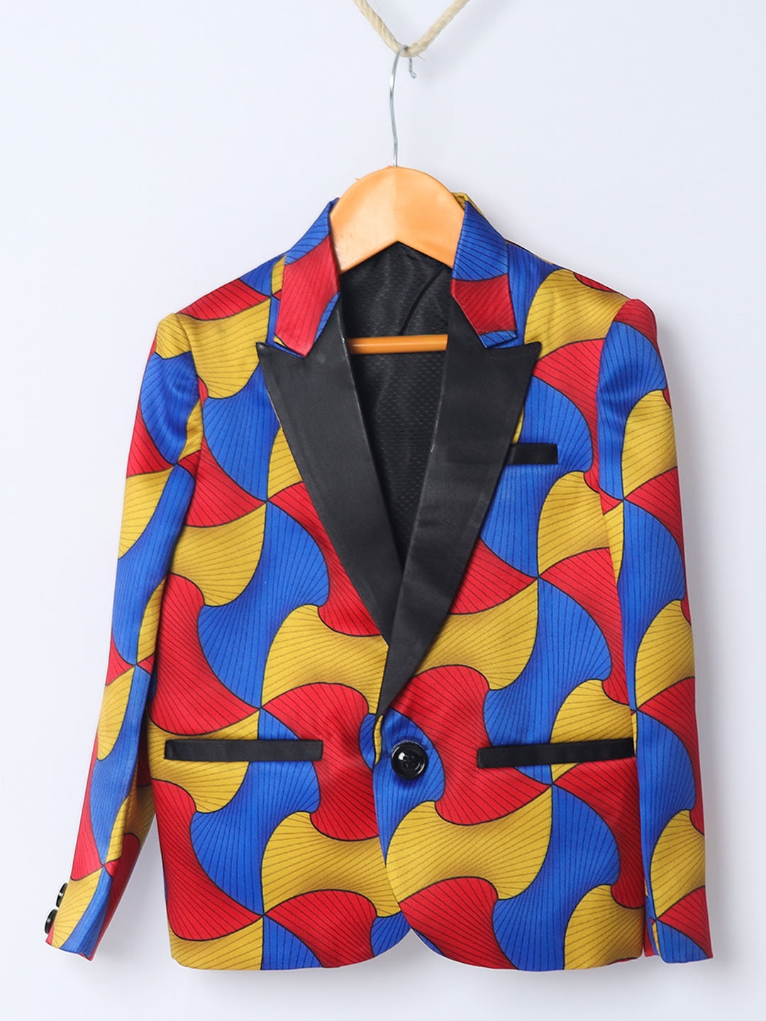 

BAESD Boys Printed Tuxedo Blazer, Blue