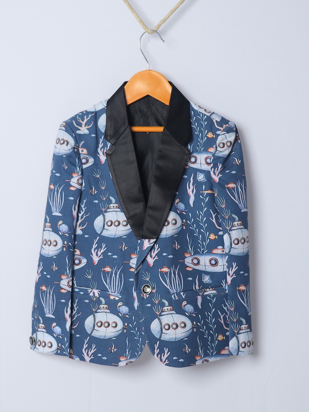 

BAESD Boys Printed Tuxedo Blazer, Blue