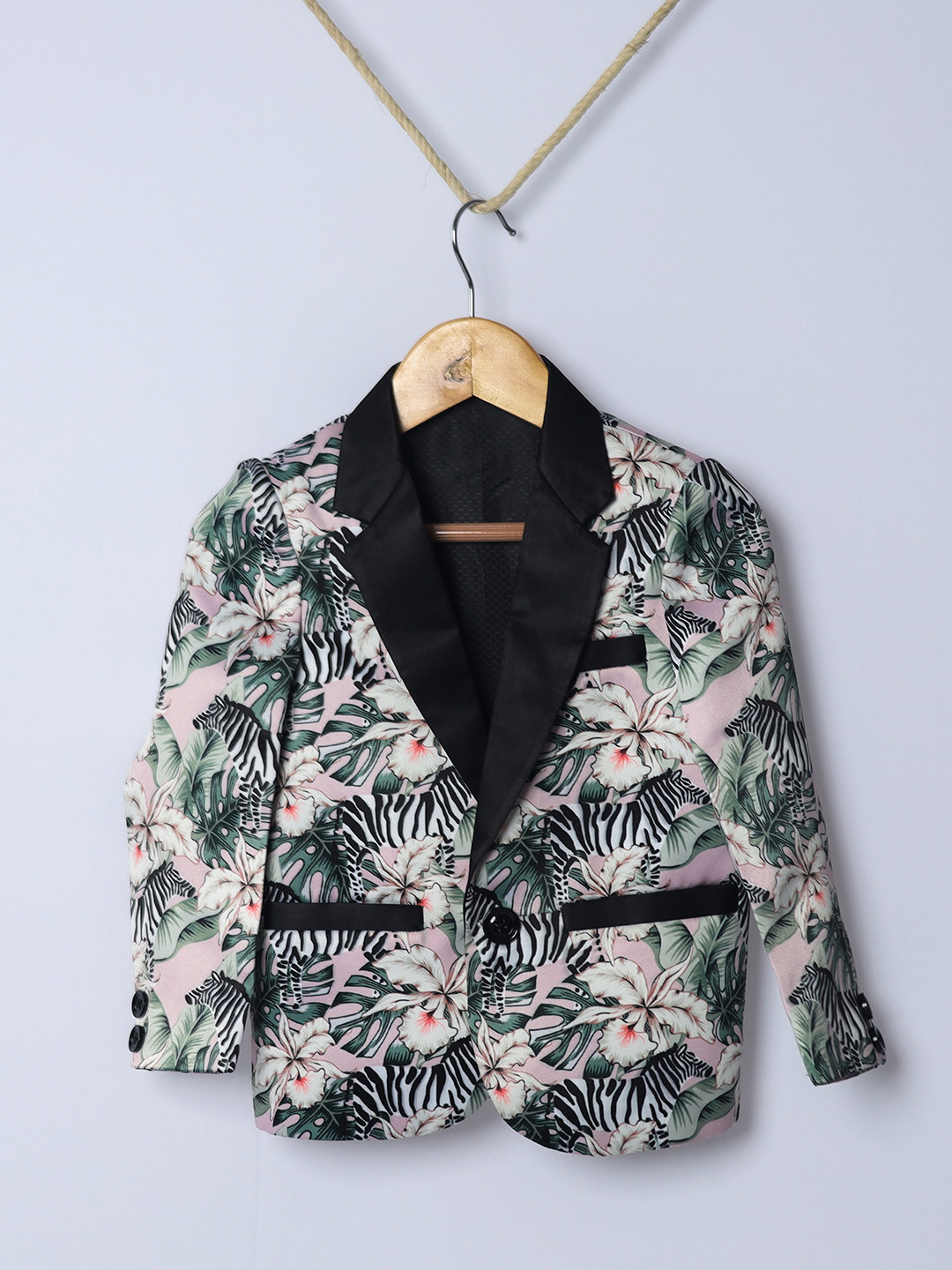

BAESD Boys Printed Single Breasted Blazer, Pink