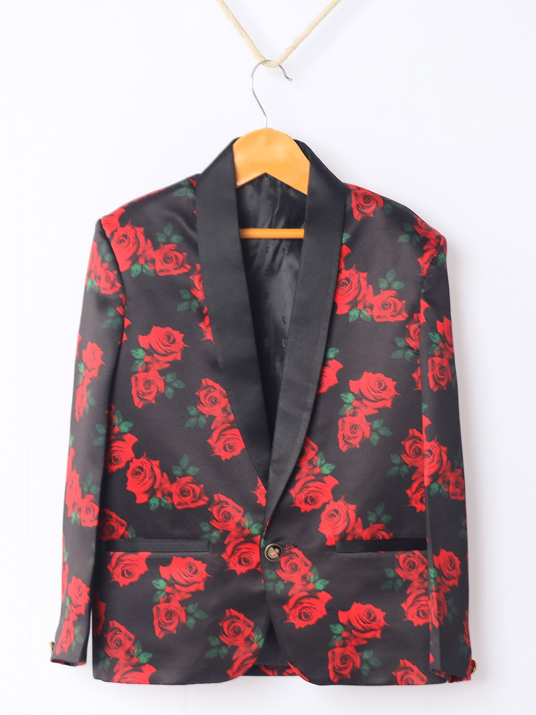 

BAESD Boys Rose Printed Tuxedo Blazer, Red