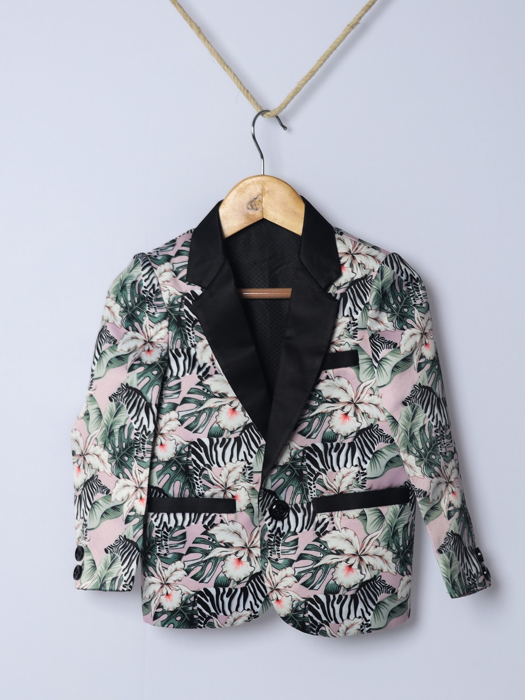 

BAESD Boys Printed Single Breasted Blazer, Pink