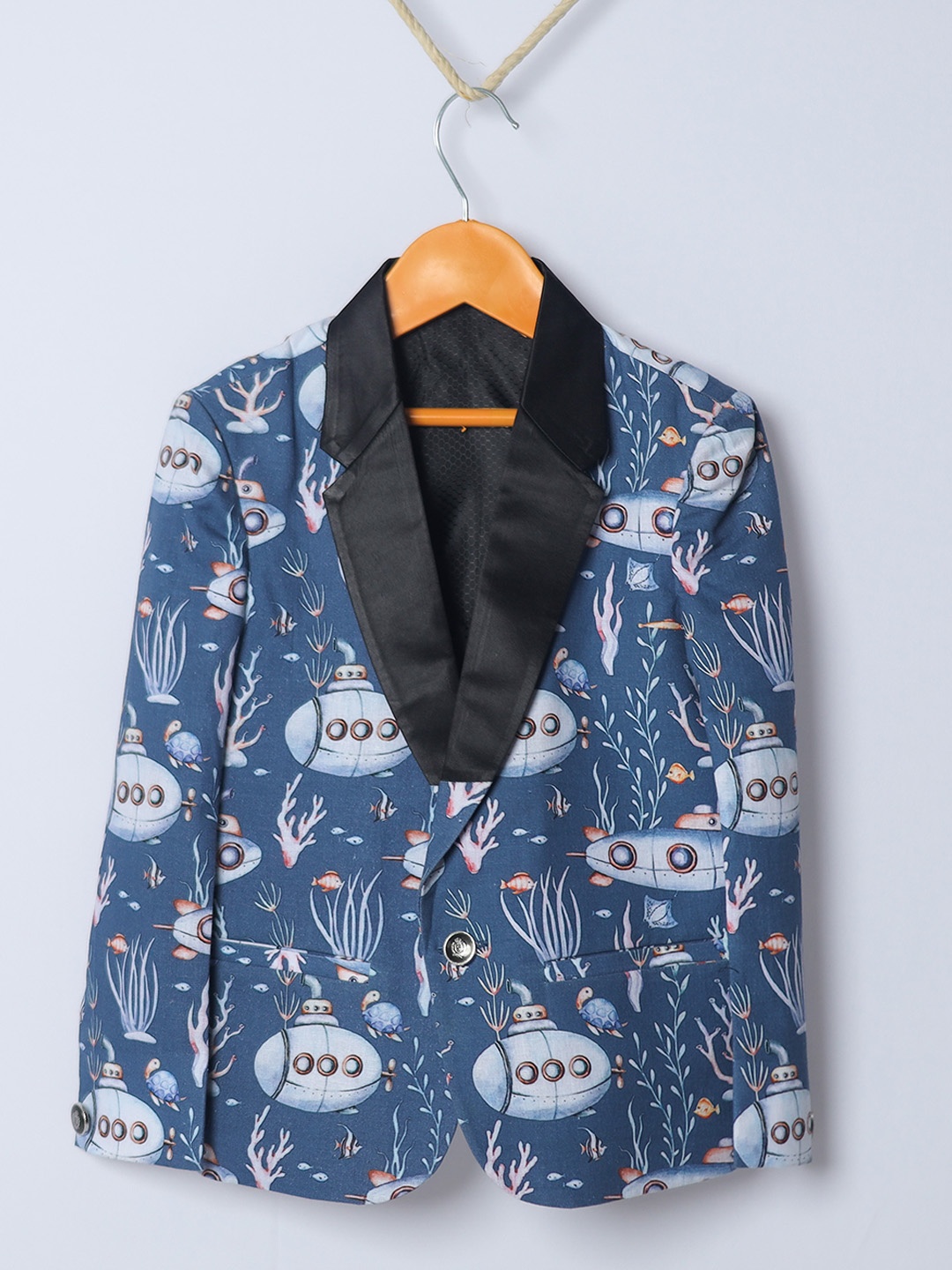 

BAESD Boys Printed Tuxedo Blazer, Blue