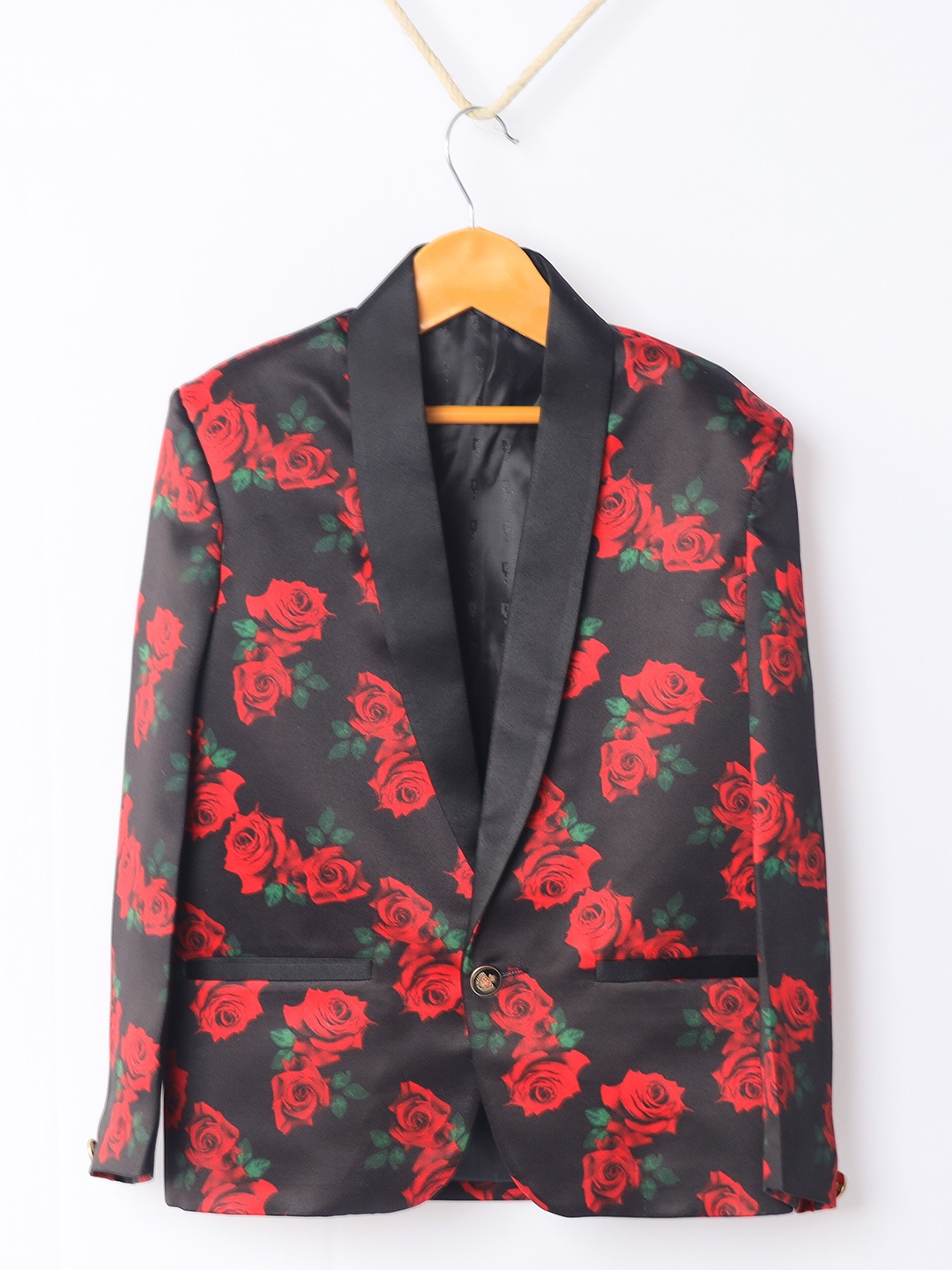 

BAESD Boys Rose Printed Single Breasted Blazers, Red