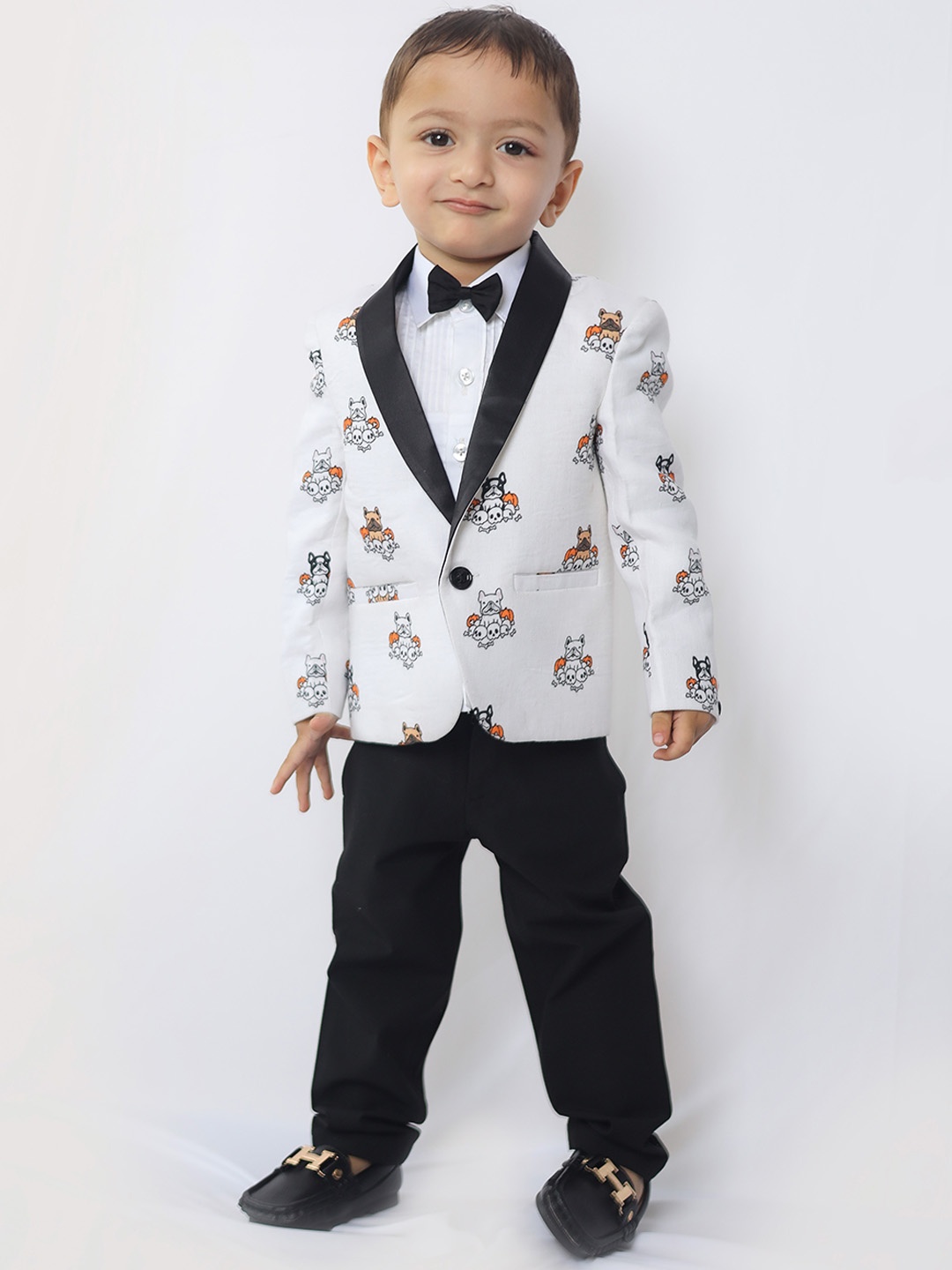 

BAESD Boys Dog Printed Tuxedo Blazer, White