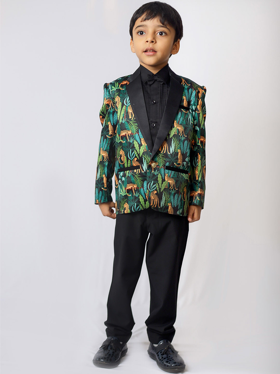 

BAESD Boys Printed Single-Breasted Blazer, Green