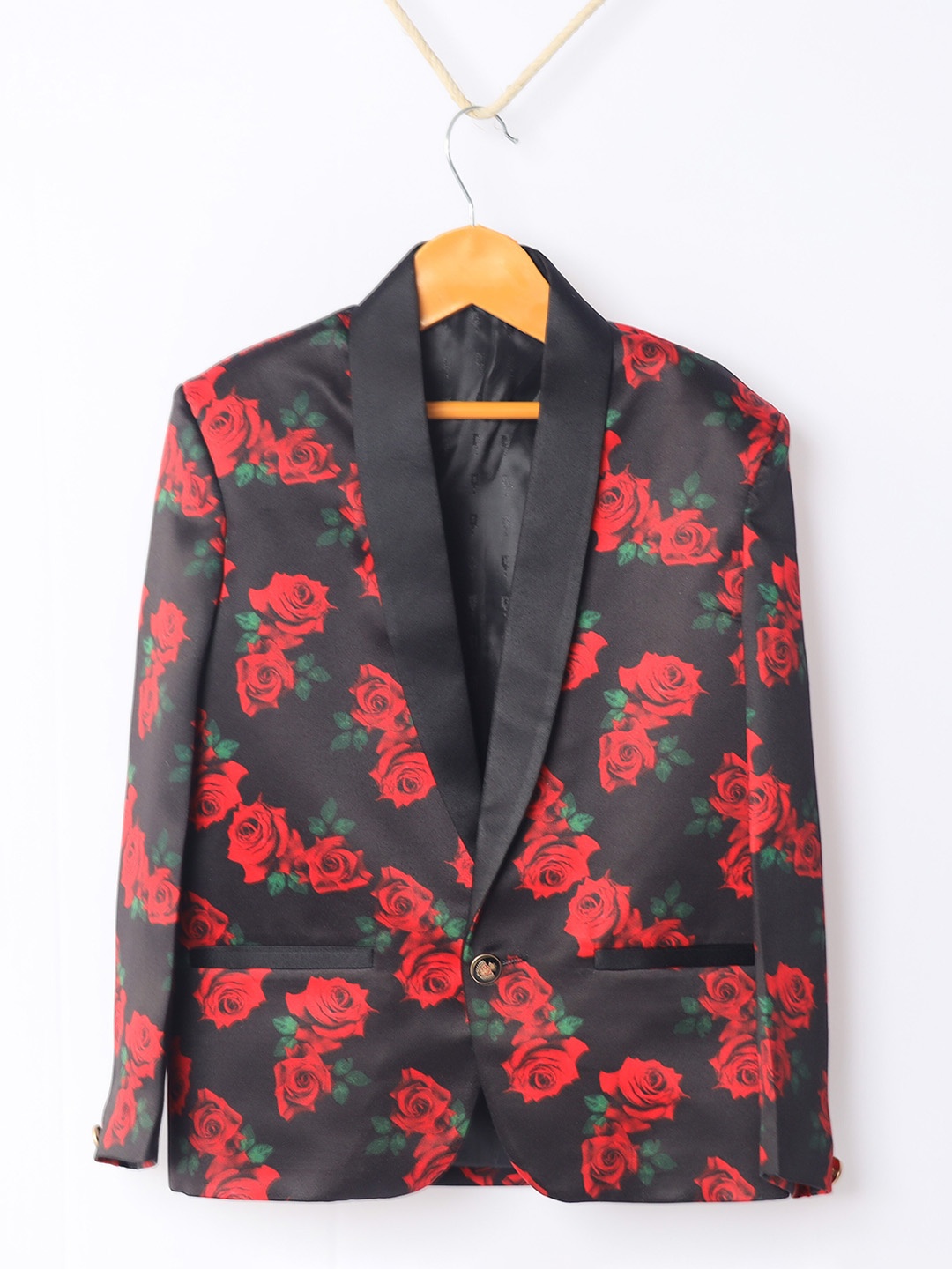 

BAESD Boys Floral Printed Tuxedo Blazer, Red