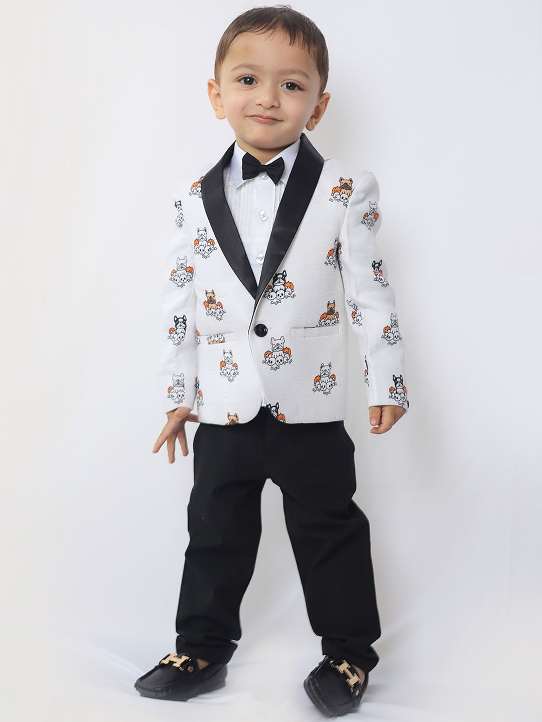 

BAESD Boys Printed Single Breasted Blazer, White