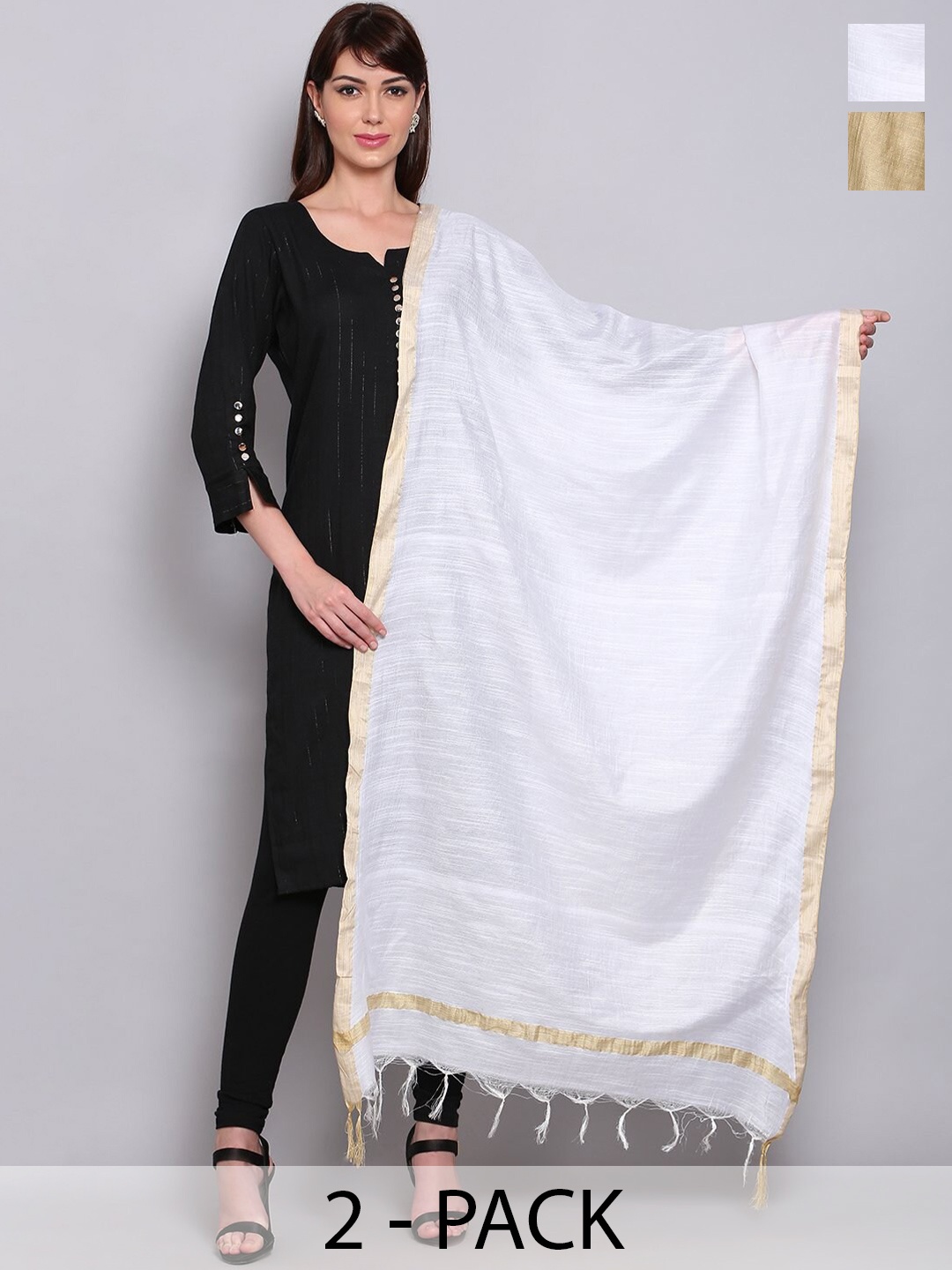 

Miaz Lifestyle Art Silk Dupatta with Zari, White