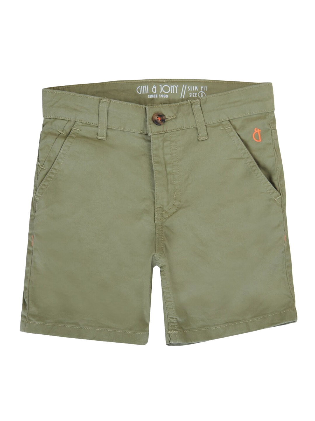 

Gini and Jony Boys Mid Rise Chino Shorts, Olive