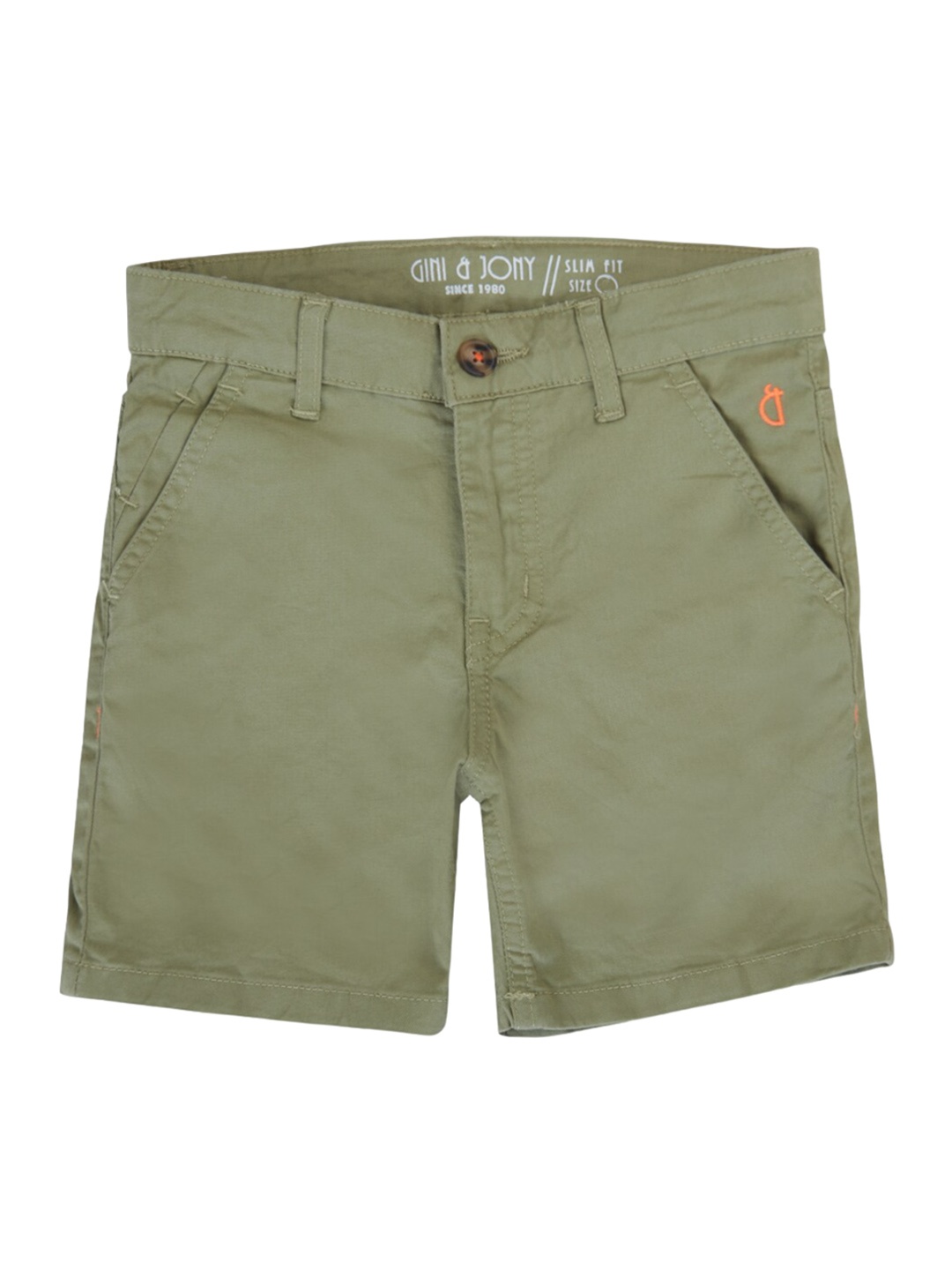 

Gini and Jony Boys Mid Rise Chino Shorts, Olive