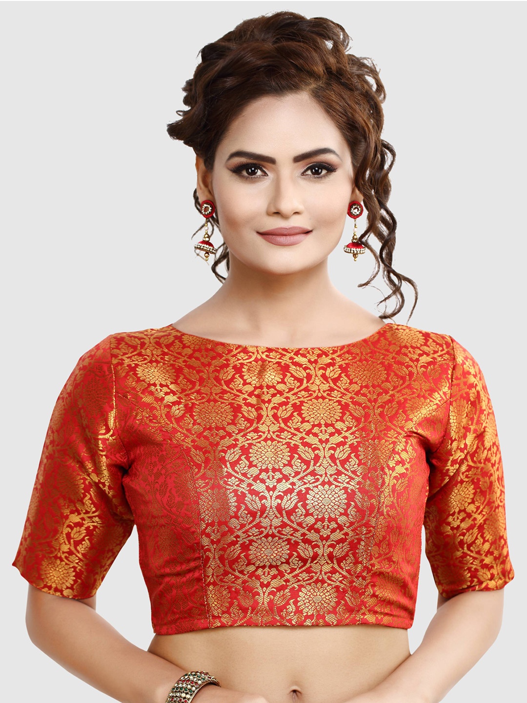 

Madhu Fashion Woven Design Saree Blouse, Red