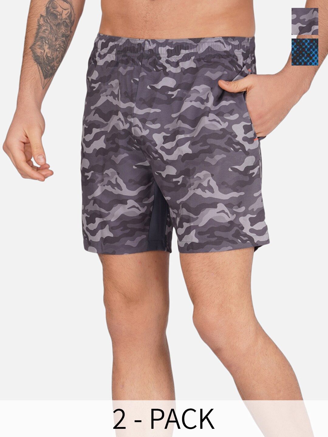 

NEVER LOSE Men Pack Of 2 Printed Mid-Rise Swim Shorts, Blue