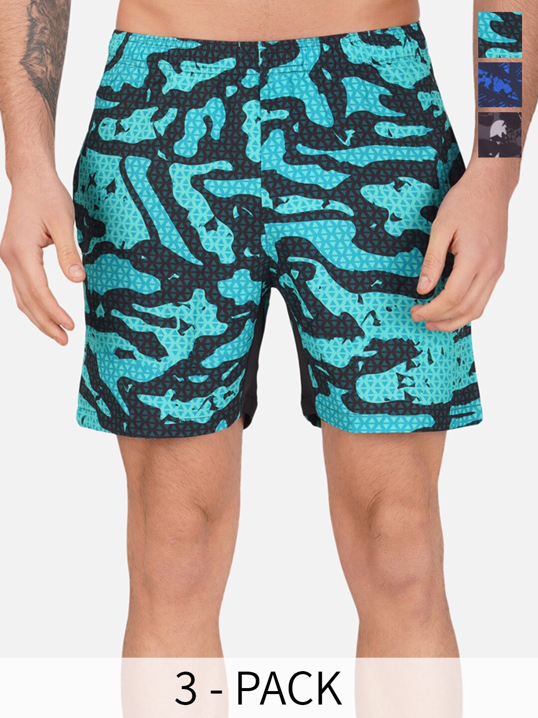 

NEVER LOSE Men Camouflage Printed Shorts, Blue