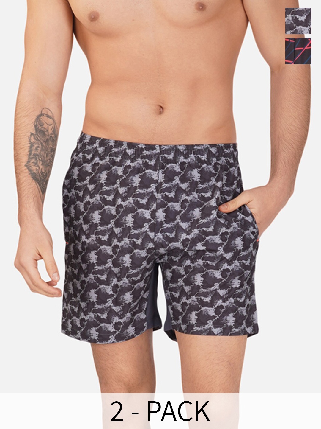 

NEVER LOSE Men Printed Shorts, Grey