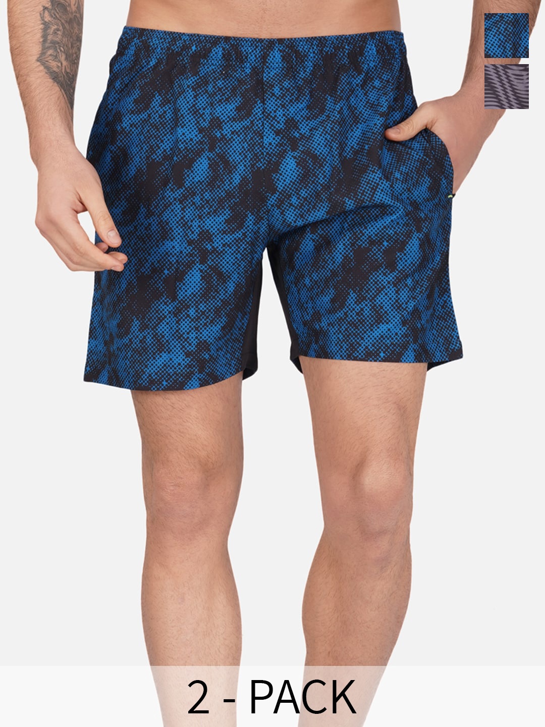 

NEVER LOSE Men Printed Shorts, Grey melange