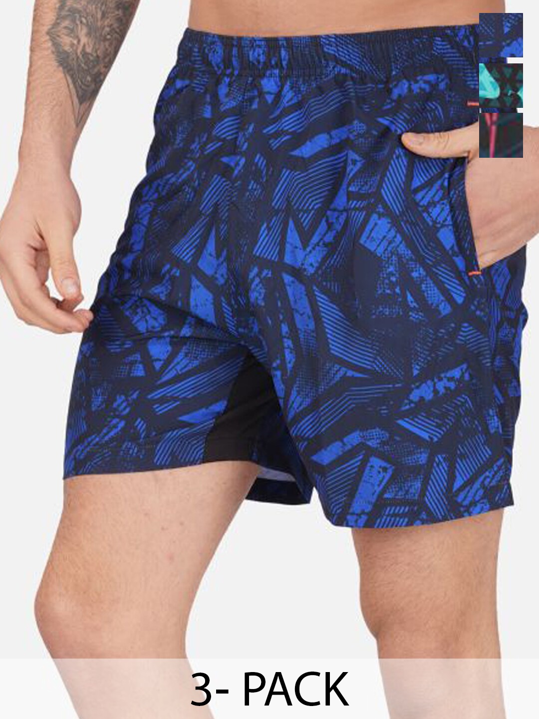 

NEVER LOSE Men Printed Shorts, Blue