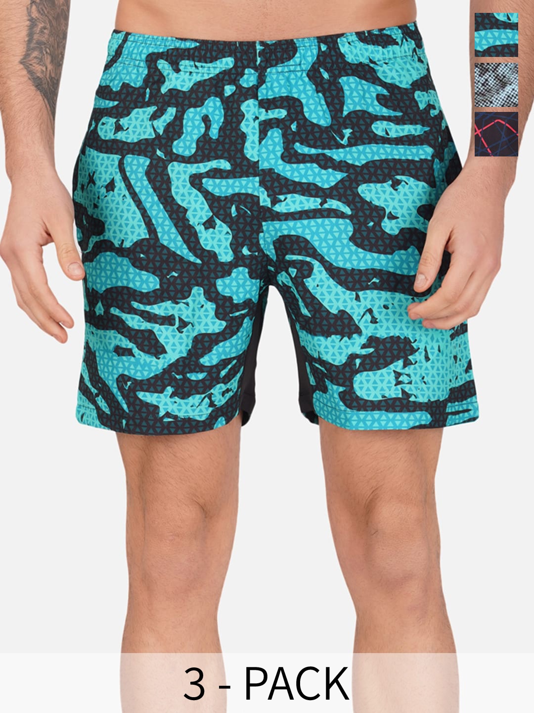 

NEVER LOSE Men Printed Shorts, Blue