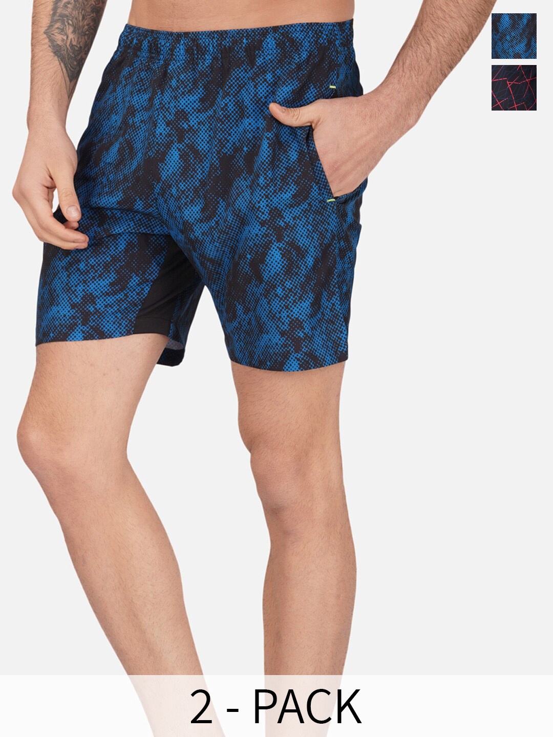 

NEVER LOSE Men Pack Of 2 Printed Shorts, Blue