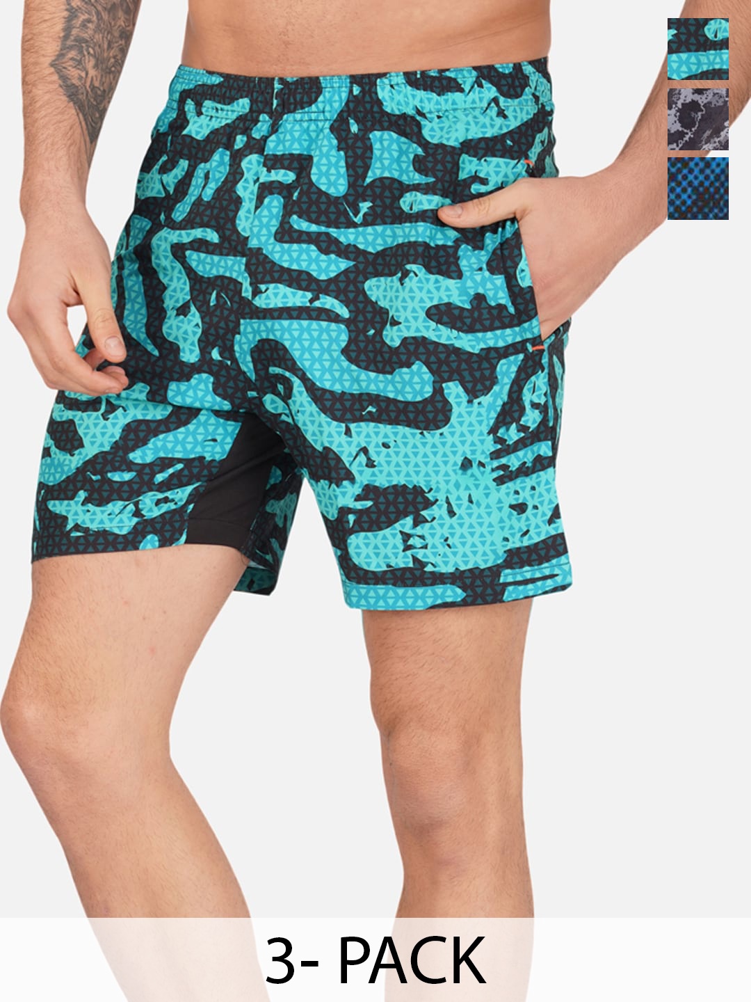 

NEVER LOSE Men Camouflage Printed Shorts, Red