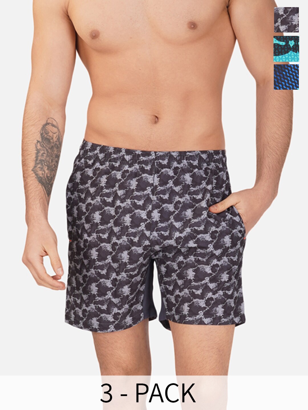 

NEVER LOSE Men Printed Shorts, Grey