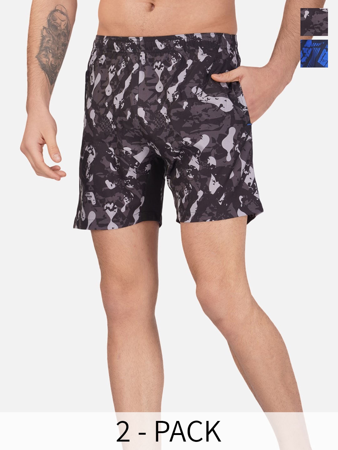 

NEVER LOSE Men Camouflage Printed Shorts, Blue
