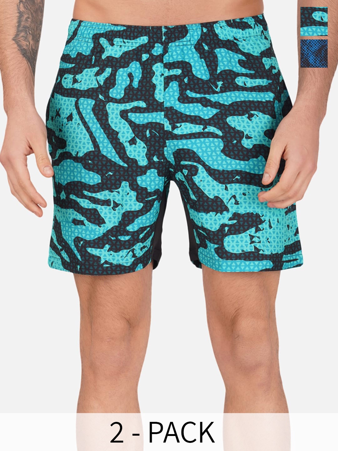 

NEVER LOSE Men Printed Sports Shorts, Blue
