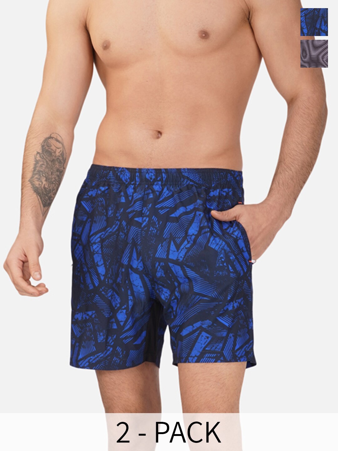 

NEVER LOSE Pack Of 2 Abstract Printed Boxers, Brown