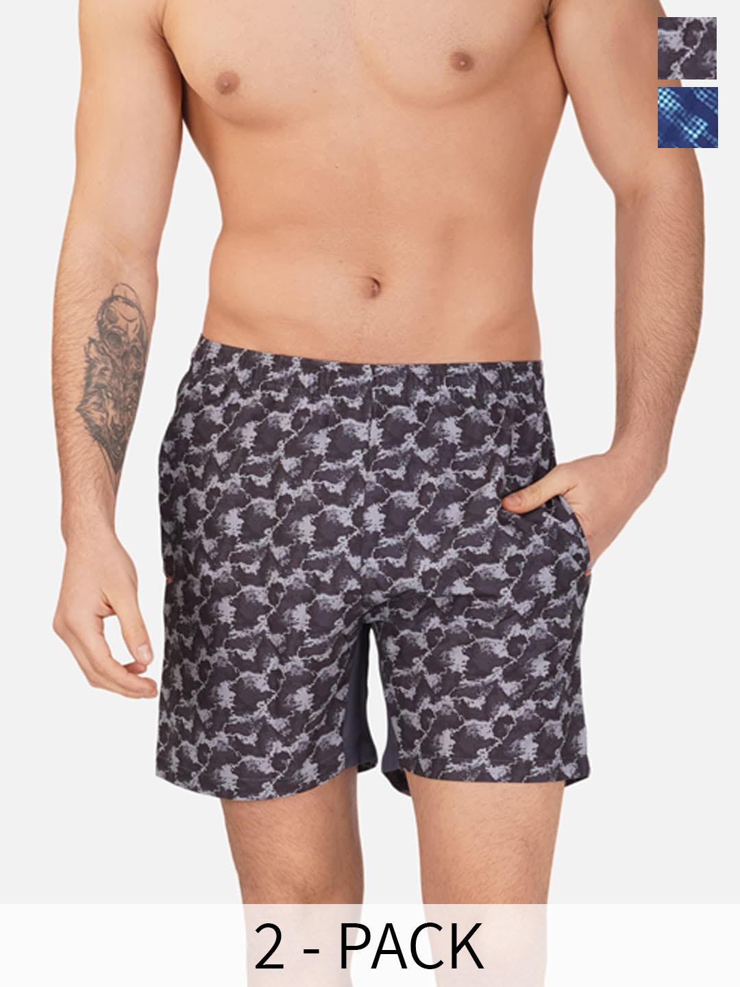 

NEVER LOSE Men Printed Sports Shorts, Grey melange