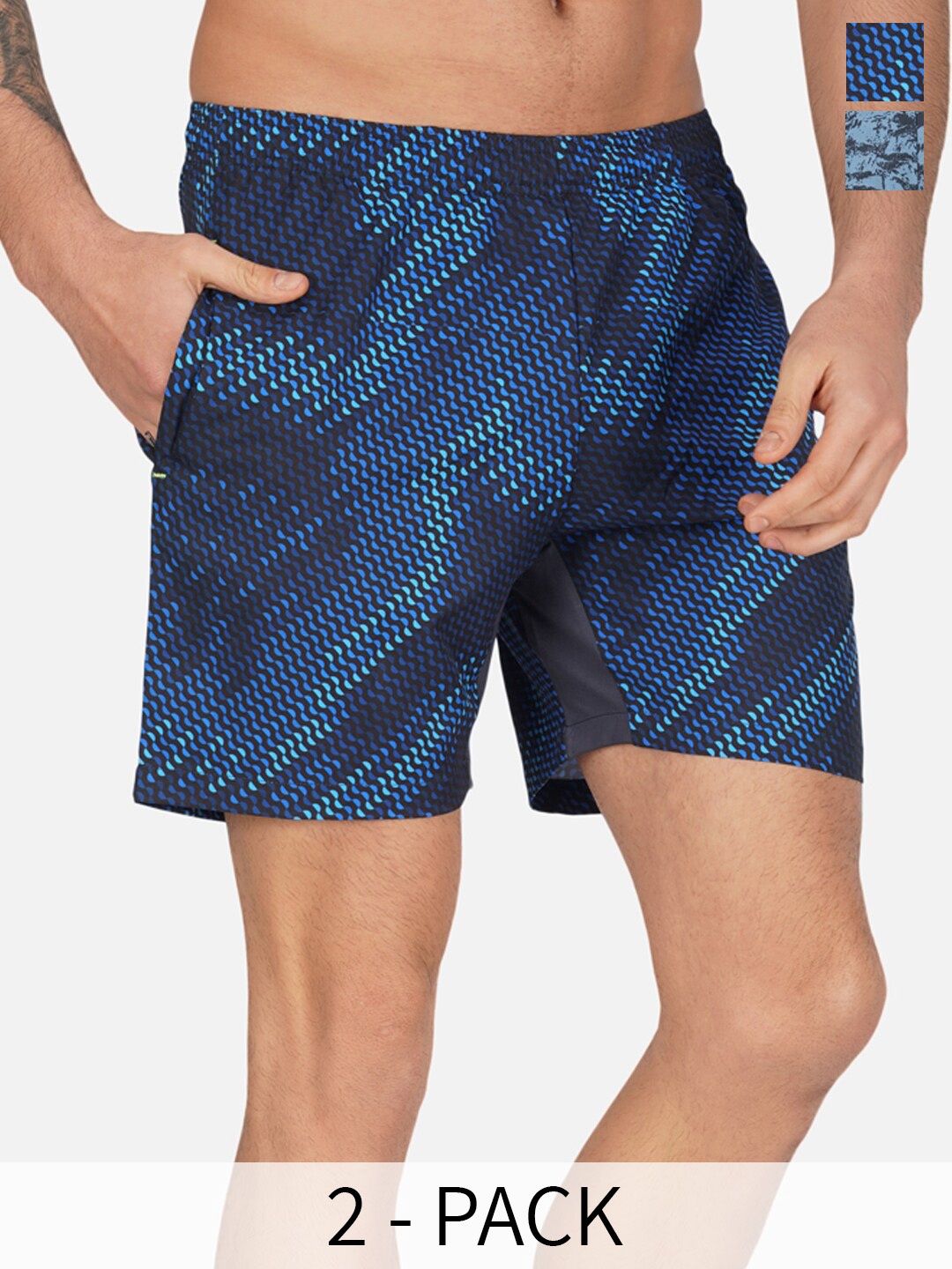 

NEVER LOSE Pack Of 2 Abstract Printed Boxers, Blue