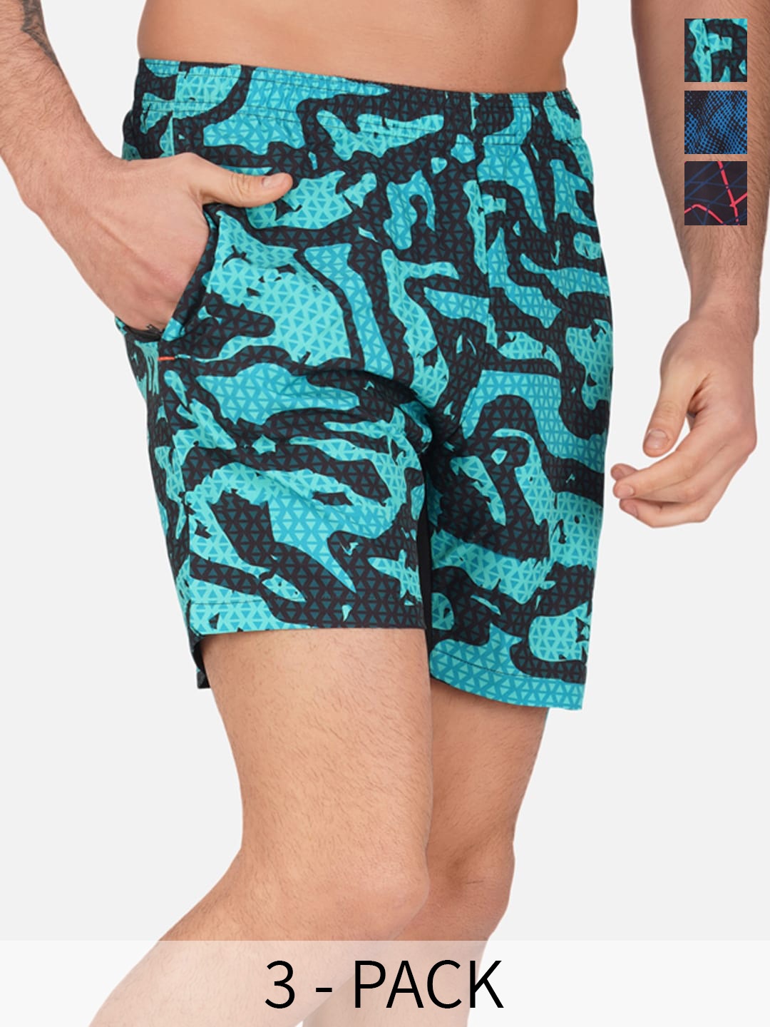 

NEVER LOSE Pack Of 3 Abstract Printed Boxers, Grey