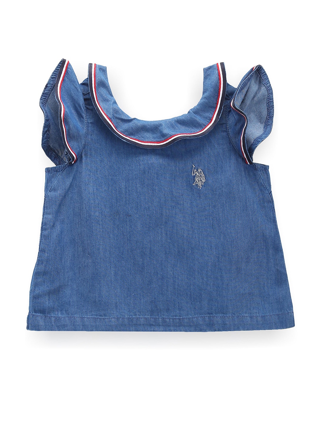 

U.S. Polo Assn. Kids Girls Round Neck Cap Sleeves Top, Blue
