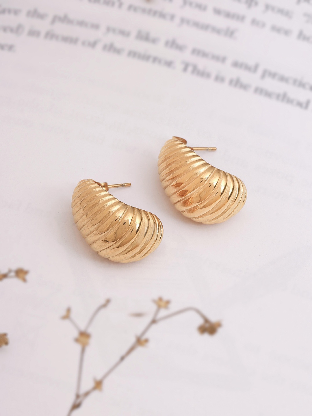 

Mitali Jain Textured Contemporary Hoop Earrings, Gold