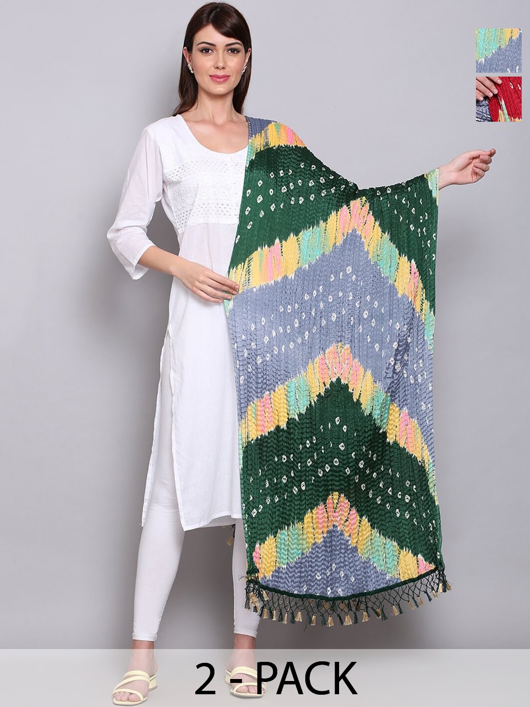 

Miaz Lifestyle Printed Bandhani Dupatta, Grey