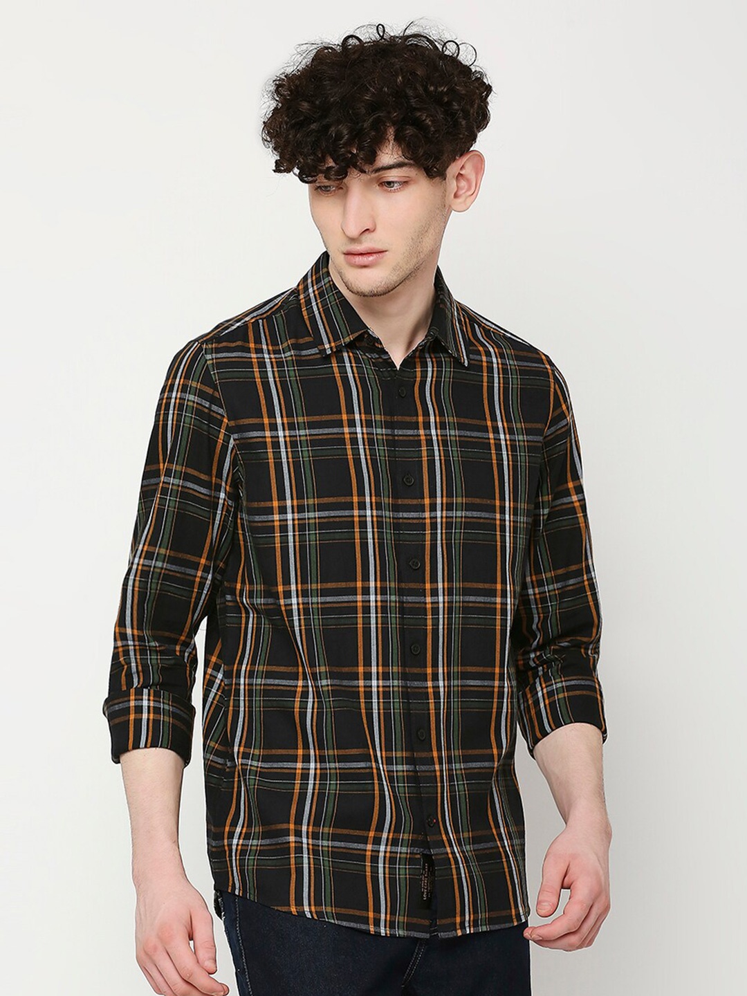 

Being Human Slim Fit Tartan Checked Casual Shirt, Black