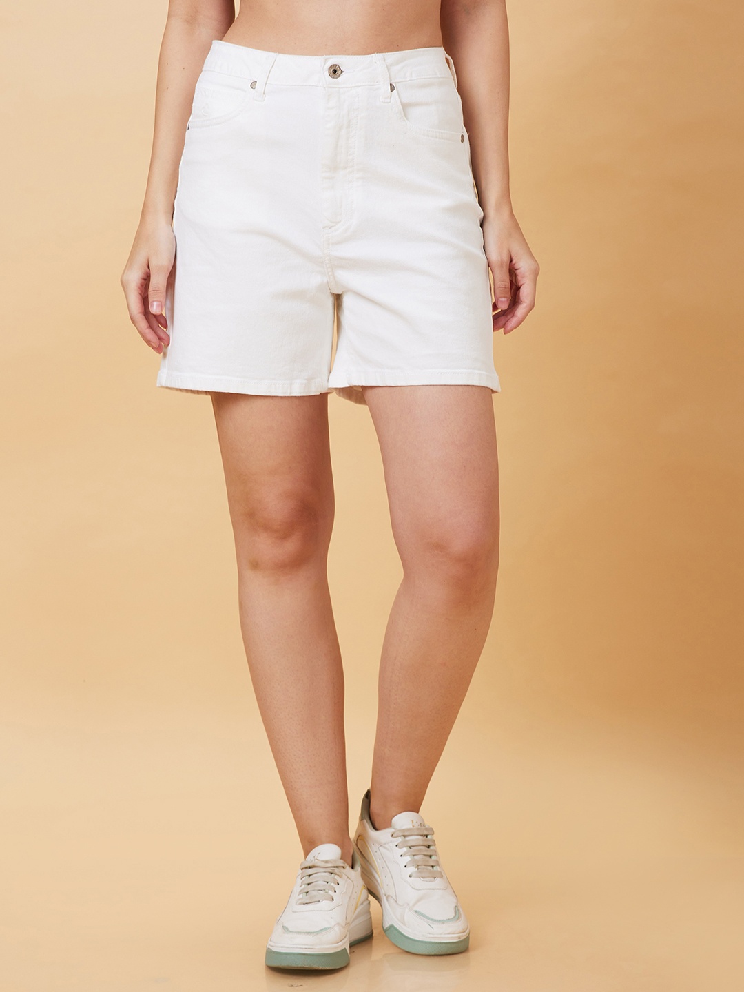 

Being Human Women Mid-Rise Denim Shorts, White