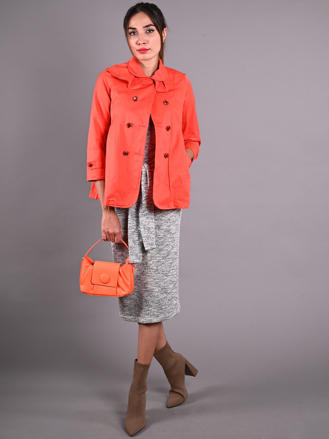 

ODETTE Cotton Tailored Jacket, Orange
