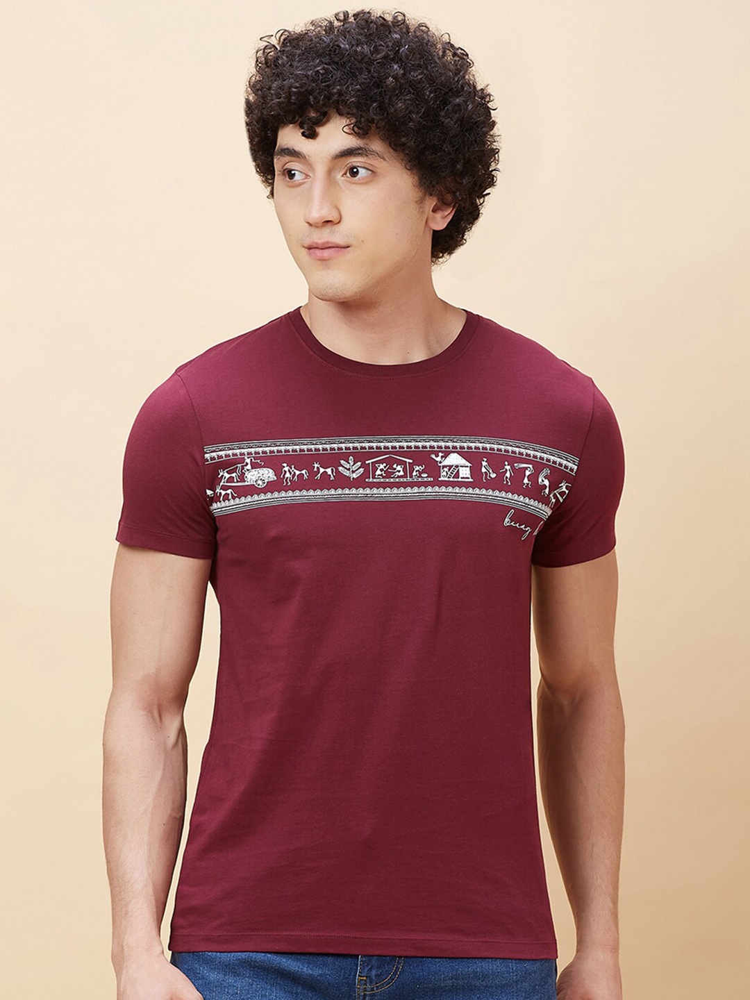 

Being Human Typography Printed Round Neck T-shirt, Maroon