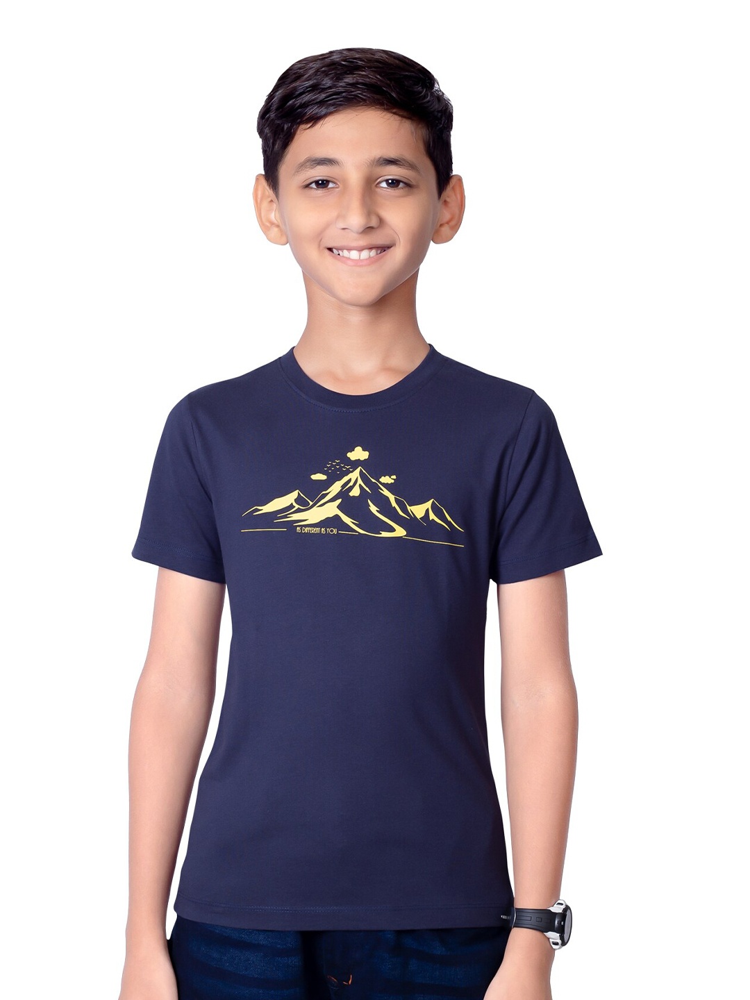 

ONE SKY Boys Graphic Printed Cotton Regular Fit T-shirt, Navy blue